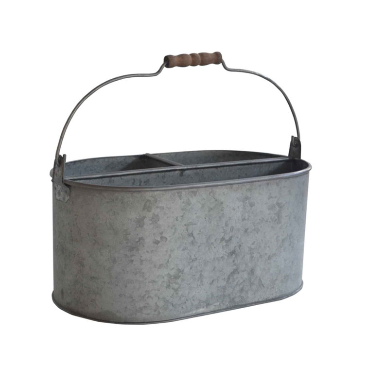 August Grove® Home Decorative Metal Gray Utensil Holder With 3 Slots